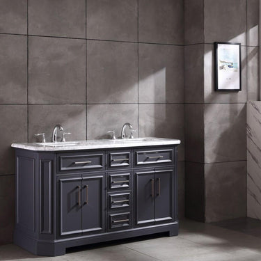 Eviva Glory 60″ Bathroom Vanity with Carrara Marble Counter-top and Porcelain Sink Vanity Eviva